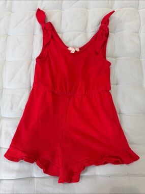 GB girls Red Tie-Shoulder One-Piece Romper